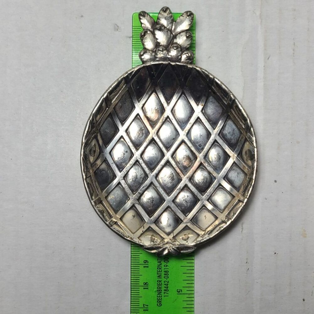 Vintage Eleanor Claire Silvertone Pineapple Trinket Tray Made In Japan - Picture 5 of 6